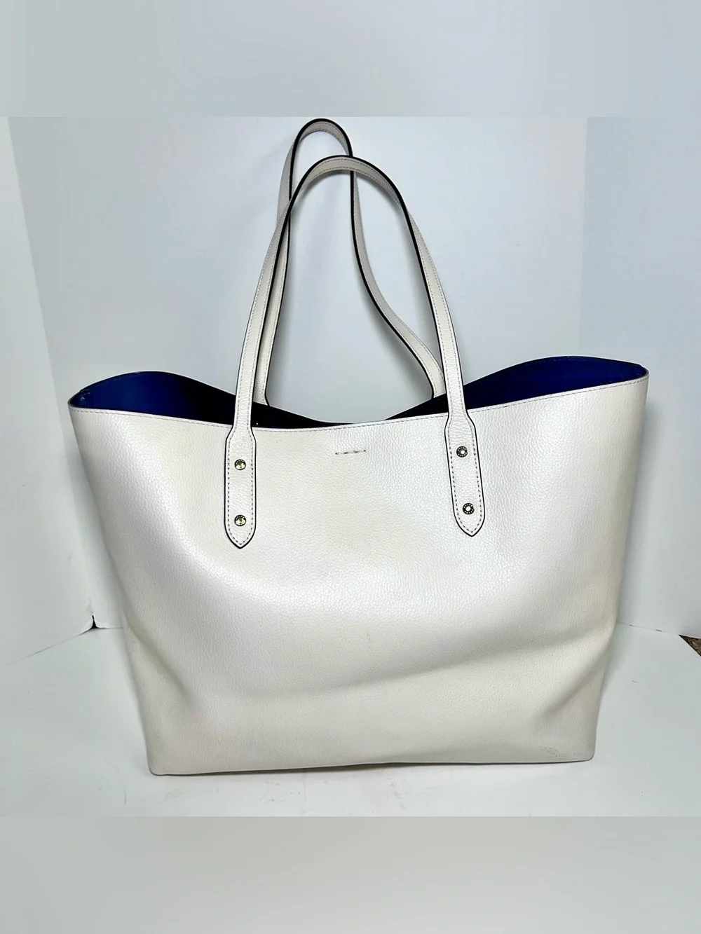 Coach Town Tote Chalk White Pebbled Leather Large Tote M2280-72673